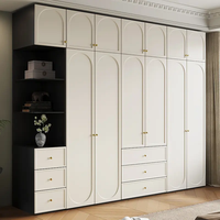 Armoire modulaire en placage de bois blanc, style mid-century, pour chambre à coucher