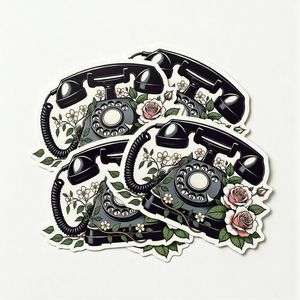 Autocollants en vinyle imperméables personnalisés de haute qualité, découpés à la forme, téléphone vintage, impression de logo, vente en gros, autocollants rétro pour téléphone - Product Image 1