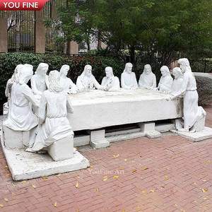 Escultura de Iglesia de Tamaño Natural en Piedra Natural, La Última Cena en Mármol YFSZ-163 - Product Image 2
