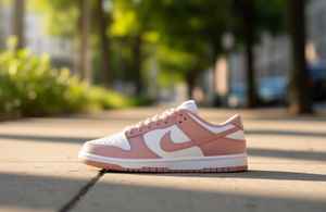 Nike Dunk Low Rose Whisper Chaussures de style basketball décontractées pour femmes, empeigne en cuir véritable, semelle extérieure en caoutchouc respirant, semelle intermédiaire en EVA - Product Image 2