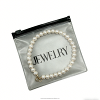 Sac à fermeture éclair en PVC givré, recyclable, sur mesure, pour emballage de boucles d'oreilles, colliers et bijoux en pierres précieuses, noir, impression sérigraphique, vente en gros
