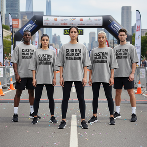 T-shirt Raglan Sportif Oversize à Manches Courtes Personnalisable en Tricot pour Marques Haut de Gamme - Design Gris Béton - OEM/ODM Disponible - Product Image 1