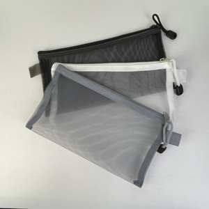 Mesh Nylon Zipper Storage Bag, Breathable Transparent Document <b>Pouch</b>, Stationery & Cosmetic / Travel Toiletry Mesh Bag - Product Image 2