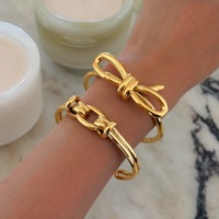 Bracelet Dazan New Ins en acier inoxydable plaqué or 18 carats, de haute qualité, mignon, avec un nœud papillon, super brillant, style coréen, pour danseuses.