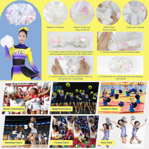 Ponpon Personalizzati per Cheerleading in Plastica Ecologica Metallizzata Color Macaron <span class=keywords><strong>da</strong></span> 4/6/8/10/12 Pollici - Product Image 5
