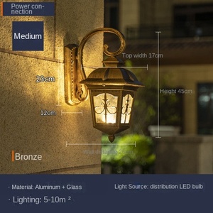 Retro Bronze Outdoor <b>Wall</b> Lamp <b>LED</b> Aluminum Glass 3500K Warm <b>Light</b> IP65 Rated 10-Year Warranty <b>Dimmable</b> for Garden Porch - Product Image 3
