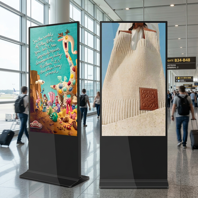 Hot Sales 4k Vertical Floor Stand Advertising Player Movable Digital Signage and Displays Shop Digital Information Media Player