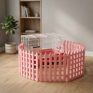 743-F Metal Plastic High Quality Rabbit Chinchilla Breeding Semi-<b>Circle</b> Pet Cage Fences Plastic <b>Tray</b> Snap Button Closure Taiwan - Product Image 3