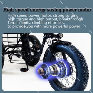 Vélo électrique pliable à pneus larges de 20 pouces pour adultes, <span class=keywords><strong>tricycle</strong></span> électrique 48V 500W, vélo cargo électrique à 3 roues pour femmes et hommes, Ebike - Product Image 4
