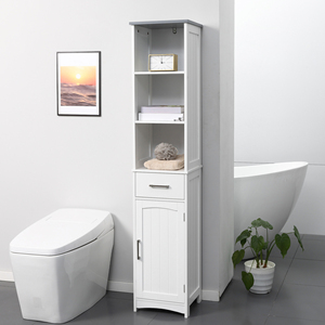 Mueble de baño kleankin con estante de 3 niveles, 1 cajón y 1 armario, 34x30x163cm - Product Image 2