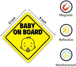 Pegatina personalizada para coche, pegatina para bebé a bordo, imán, señal de seguridad magnética para coche, señal de advertencia reflectante para bebé a bordo - Product Image 2