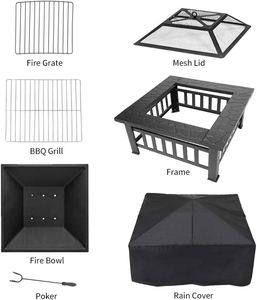 32 Inches Square <strong>Fire</strong> Pit <strong>Outdoor</strong> Brazier Camping <strong>Table</strong> for Patio Backyard Garden <strong>Fire</strong> Bowl Charcoal Burning Fireplace Heater - Product Image 4