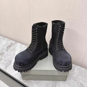 Bottes de luxe pour couple, nouvelle collection automne, style Paris, en toile, à semelle épaisse et plateforme, bout carré, fermeture éclair latérale, en cuir véritable - Product Image 1