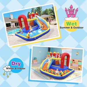 Tobogán acuático inflable directo de fábrica para niños con piscina, área de saltos, pared de escalada y aro de baloncesto - Product Image 6