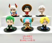 Figurines d'action Q Luffy et Zoro en position assise, 5,5-7 cm, lot de 6 pièces, modèle de décoration anime très populaire pour enfants