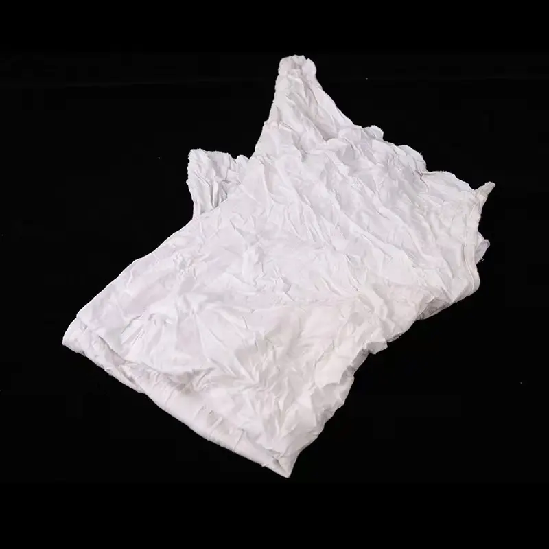 Panni di alta qualità per la pulizia di rifiuti tessili bianchi t-shirt pulitura stracci di cotone abbigliamento industriale in cotone bianco stracci
