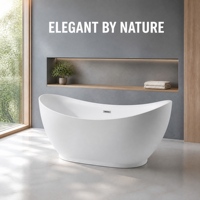 Baignoire autoportante moderne en pierre artificielle 67 pouces, baignoire de trempage en surface solide pour la rénovation des salles de bain d'hôtels et de maisons, personnalisation OEM