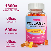 Compléments alimentaires pour la peau pour l'éclat et le blanchiment de la peau, gommes à la biotine et au collagène enrichies en glutathion et en vitamines pour adultes