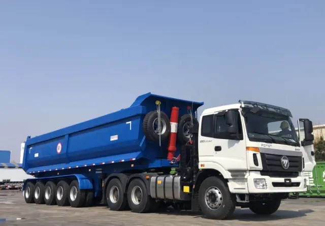 heavy duty hydraulic tri 3/4 axle 60/80 tons U shaped rear dump truck semi trailer tipper trailer