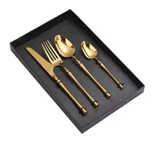 Luxe Gouden Vork Lepel Mes Zilverwerk Set Rvs Gold Bestek Bestek Bestek Set Voor Bruiloft