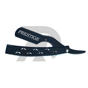 Maquinilla de afeitar de borde recto para hombre profesional con mango de inserción de dedo, la mejor herramienta de barbería, papel negro de grafito recubierto - Product Image 2