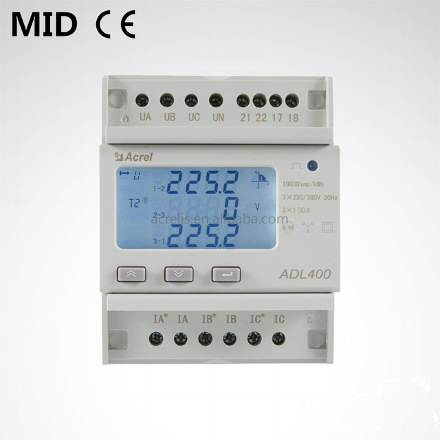 ADL400/C Smart Energy Meter Electrical 3-Phase Prepayment Meter RS485 Communication 35mm Din Rail CT 35mm Din Rail Energy Meters