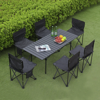 Table de camping pliante d'extérieur en alliage d'aluminium de haute qualité - Portable et durable, 6 places, idéale pour les stands de poulet rôti