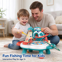 Table de jeu de pêche en mer 3 en 1, jouet de pêche électrique rotatif avec piste de glisse musicale, jouet interactif aquatique pour enfants