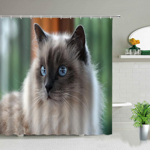 Divertente animale gatto e cane stampato in poliestere impermeabile <span class=keywords><strong>tende</strong></span> da doccia per il bagno per <span class=keywords><strong>bambini</strong></span> arredamento include ganci per lo schermo della vasca da bagno - Product Image 4