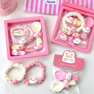 Set de Accesorios para el Cabello con Diseño de Cerdo de Peluche, Pinzas para Flequillo, Pinzas Laterales, Coleteros, Sujetadores de Cola de Caballo y Pinzas BB para Mujer - Product Image 4