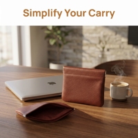 Porte-monnaie décontracté en cuir PU noir/marron à fermeture automatique, mini pochette sans fermeture éclair, sac de rangement multifonctionnel pour pièces de monnaie, clés, écouteurs, hommes et femmes
