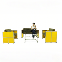 Combinación de muebles modernos para sala de estar, marco duradero de acero inoxidable con sofá y silla con acento amarillo