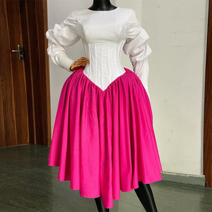 Meilleure Vente et Vêtements Féminins Transfrontaliers Automne-Hiver 2025 Nouvelle Collection Tempérament Col Rond Manche Lanterne Cintrée Évasée - Product Image 1