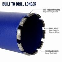 Foret diamanté pour carottage humide pour machine de carottage du béton, coupe lisse, qualité professionnelle
