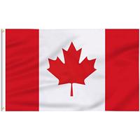 Drapeau du Canada 3x5 pieds en polyester, style flottant, avec mât en aluminium, impression numérique, pour événements sportifs, extérieur et intérieur, avec en-tête en toile