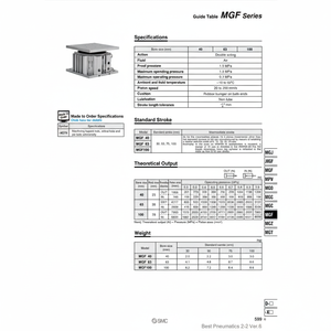 Table de guidage MGF100-50 pneumatique SMC Produit de cylindre de haute qualité - Product Image 1