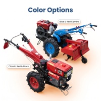 Tractor Agrícola Compacto con Motor de 8HP, Caja de Cambios, Cultivador Rotatorio de 28 Cuchillas, Batería de 12V 70Ah