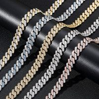 Chaîne cubaine en laiton plaqué or 18 carats avec zircone cubique 5A pour hommes
