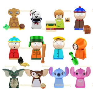 Permainan kartun Film taman selatan Gizmo Stripe ET Stitch Angie figur blok bangunan Mini mainan pendidikan untuk anak-anak