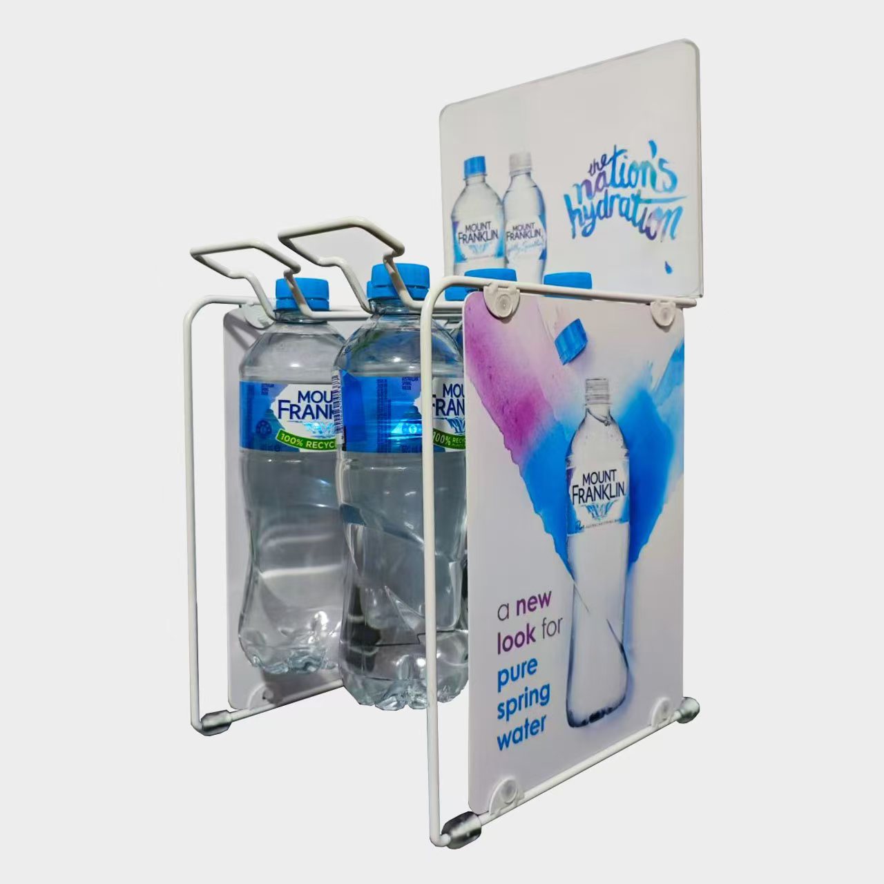 Mineral Water Advertising Display Stand Iron Wire Drinking Bottle Racks Beverage Metal Shelf for Counter Top for Retail — view 5