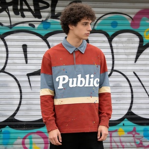 เสื้อยืดแขนยาวผู้ชาย OEM Apparel แบบสั่งทำพิเศษ สีบล็อกกิ้ง ปักลาย พิมพ์นูน ลายเพ้นท์มือ สไตล์ดิสเทรสลำลอง - Product Image 3