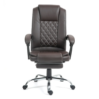 Chaise de bureau pivotante exécutive en PU, style vintage minimaliste, réglable en hauteur, avec repose-pieds et accoudoirs articulés en métal – Meilleure vente
