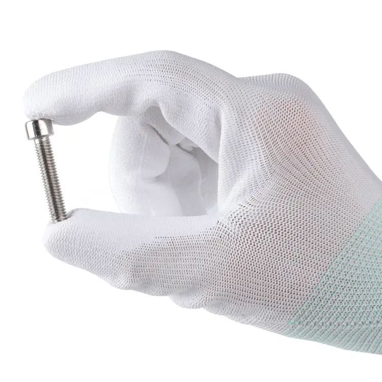 Leenol ถุงมือทำงานมีความยืดหยุ่นสูงผ้าถักทำจากโพลีเอสเตอร์ PU
