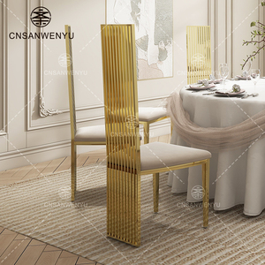 Sillas <span class=keywords><strong>de</strong></span> Lujo <span class=keywords><strong>de</strong></span> Acero Inoxidable con Terciopelo Beige, Respaldo Alto <span class=keywords><strong>de</strong></span> 120 cm, Cojín <span class=keywords><strong>de</strong></span> Esponja <span class=keywords><strong>de</strong></span> Alta Densidad, Soldadura sin Costuras, para Sala <span class=keywords><strong>de</strong></span> Estar - Product Image 2