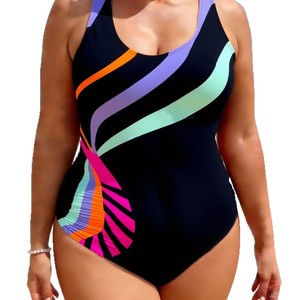 Vêtements pour femmes grandes tailles en <span class=keywords><strong>gros</strong></span> : <span class=keywords><strong>Maillot</strong></span> de bain une pièce imprimé en polyester avec coussinets intégrés pour femmes - Product Image 5