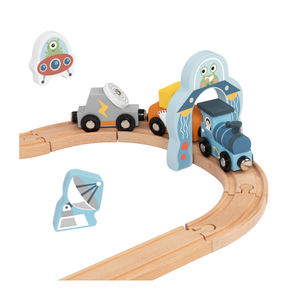 Station spatiale en bois Fente Jouet <span class=keywords><strong>Parking</strong></span> Jouets ferroviaires en bois Train en bois Ensemble pour enfants - Product Image 3