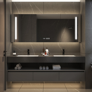 New smart hot-bent integrated basin bathroom cabinet bathroom sink washbasin washstand bathroom cabinet combination - Product Image 6