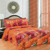 Nouvelle conception du fournisseur vérifié : Ensemble de draps à fleurs imprimés en 3D, Rideau à œillets et Drap de maison, Rideau et literie à technique tissée