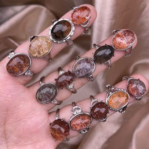 Natural Phantom <strong>Quartz</strong> Adjustable Ring with Alloy Setting - Unique Crystal Jewelry for Women Men Fashion <strong>Party</strong> Daily Wear - Product Image 2