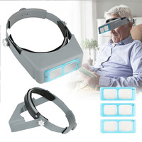 Head Mount Magnifier 1.5X 2X 2.5X 3.5X Optical Headset Magnifying Visor Reading Magnifier Jeweler Loupe with 4 Lens